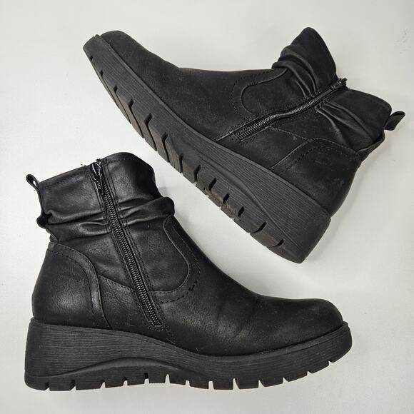 Cliffs by White Mountain Black Slouch Ankle Boots Wedge Booties Size 8 - Picture 5 of 7